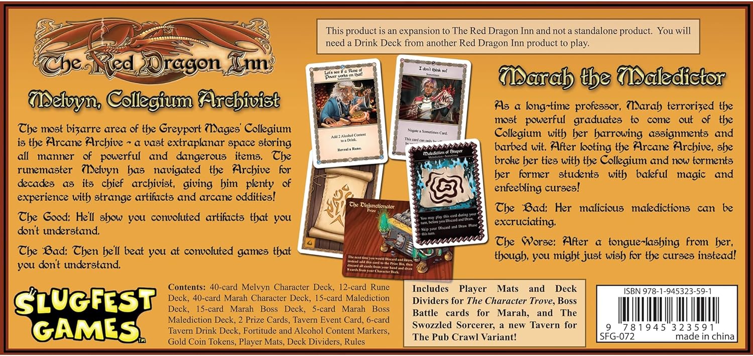 Slugfest Games: The Red Dragon Inn Allies: Melvyn vs Marah - Expansion, Strategy Board Game, 2 Character Expansions, Ages 13+, 2-6 Players, 30+ Min