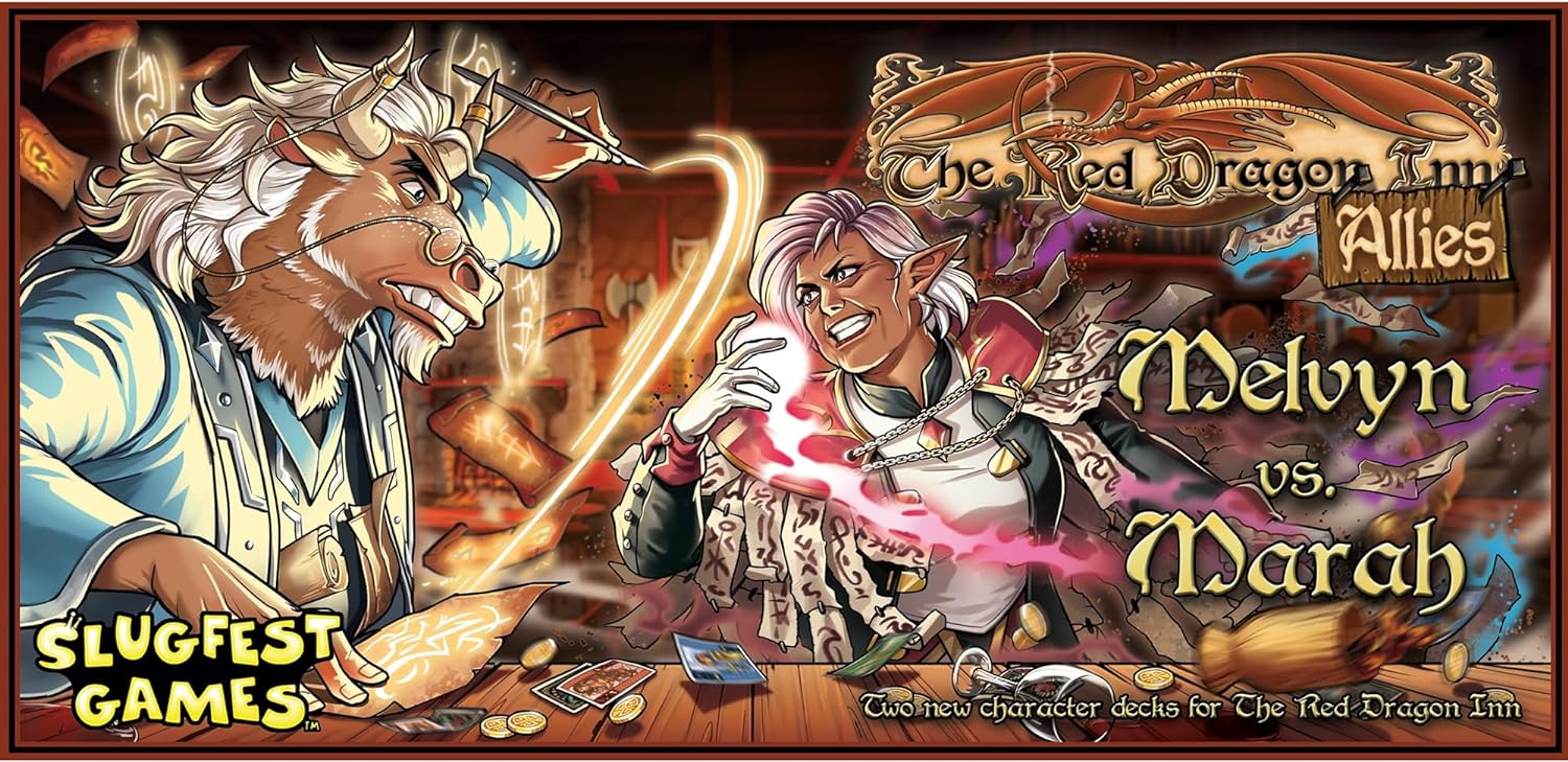 Slugfest Games: The Red Dragon Inn Allies: Melvyn vs Marah - Expansion, Strategy Board Game, 2 Character Expansions, Ages 13+, 2-6 Players, 30+ Min