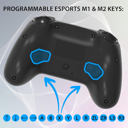 Subsonic – Wireless controller for Switch and Switch Oled – Gamepad bluetooth controller with LED, vibrations ant 6 axis gyro - Black