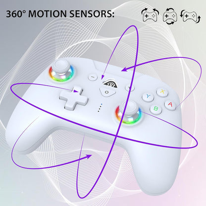 Subsonic – Wireless controller for Switch and Switch Oled – Gamepad bluetooth controller with LED, vibrations ant 6 axis gyro - White