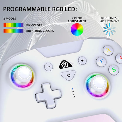 Subsonic – Wireless controller for Switch and Switch Oled – Gamepad bluetooth controller with LED, vibrations ant 6 axis gyro - White
