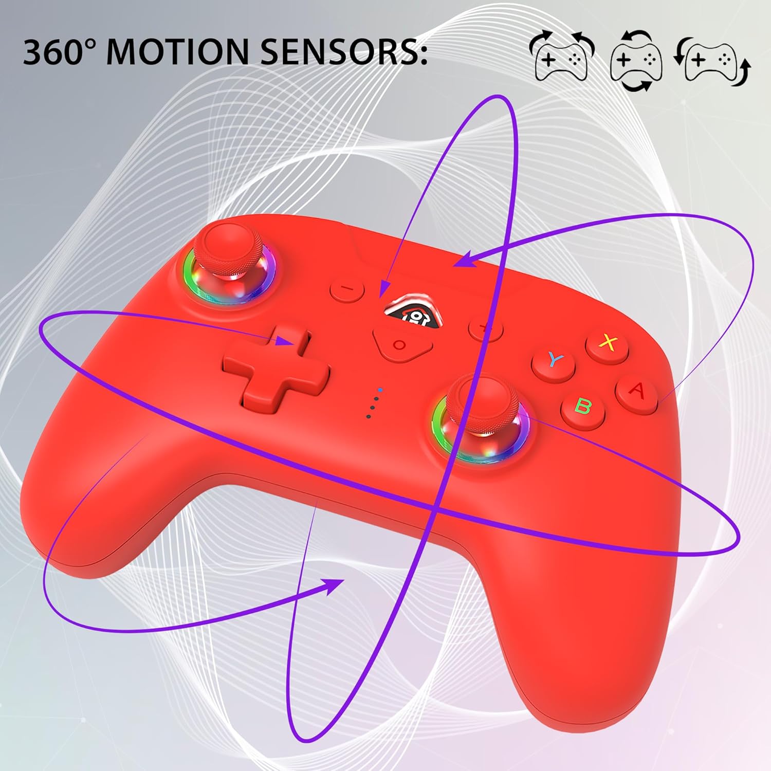 Subsonic – Wireless controller for Switch and Switch Oled – Gamepad bluetooth controller with LED, vibrations ant 6 axis gyro - Red
