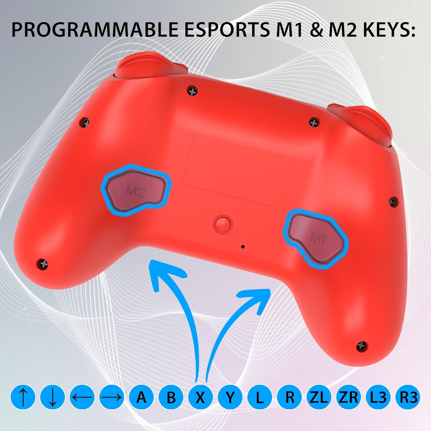 Subsonic – Wireless controller for Switch and Switch Oled – Gamepad bluetooth controller with LED, vibrations ant 6 axis gyro - Red