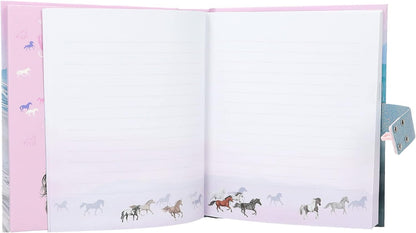 Depesche Miss Melody 12418 Diary with Number Code and Sound, Book with Horse Motifs and 80 Lined, Colourfully Illustrated Pages