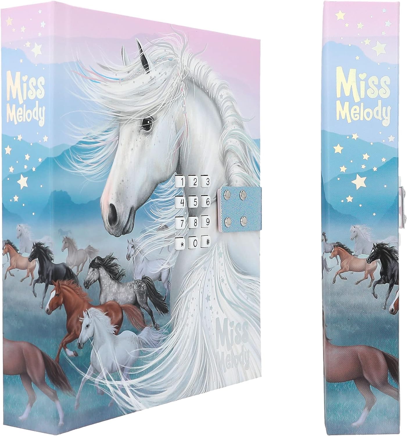 Depesche Miss Melody 12418 Diary with Number Code and Sound, Book with Horse Motifs and 80 Lined, Colourfully Illustrated Pages
