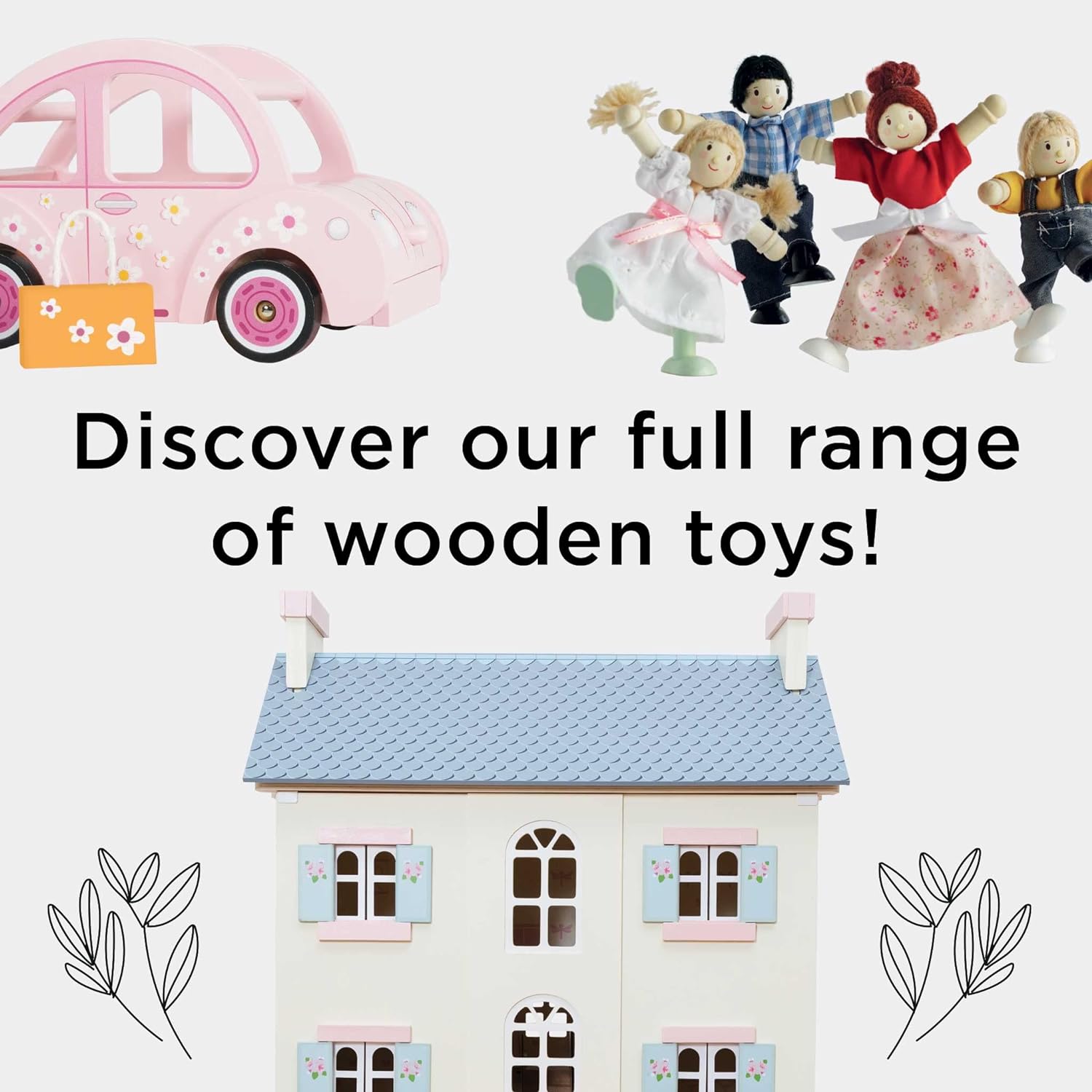 Le Toy Van – Daisylane Häschen & Meerschweinchen-Zubehörset aus Holz für Puppenhäuser | Puppenhaus-Möbelsets – Geeignet für Kinder ab 3 Jahren, ME045