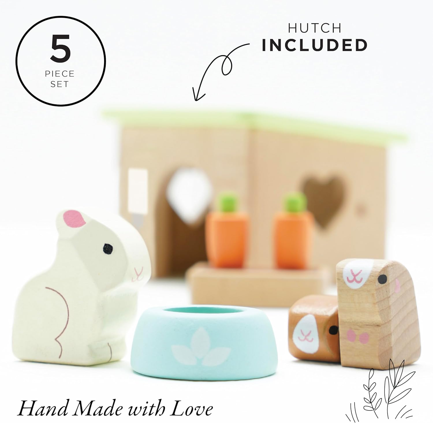 Le Toy Van – Daisylane Häschen & Meerschweinchen-Zubehörset aus Holz für Puppenhäuser | Puppenhaus-Möbelsets – Geeignet für Kinder ab 3 Jahren, ME045