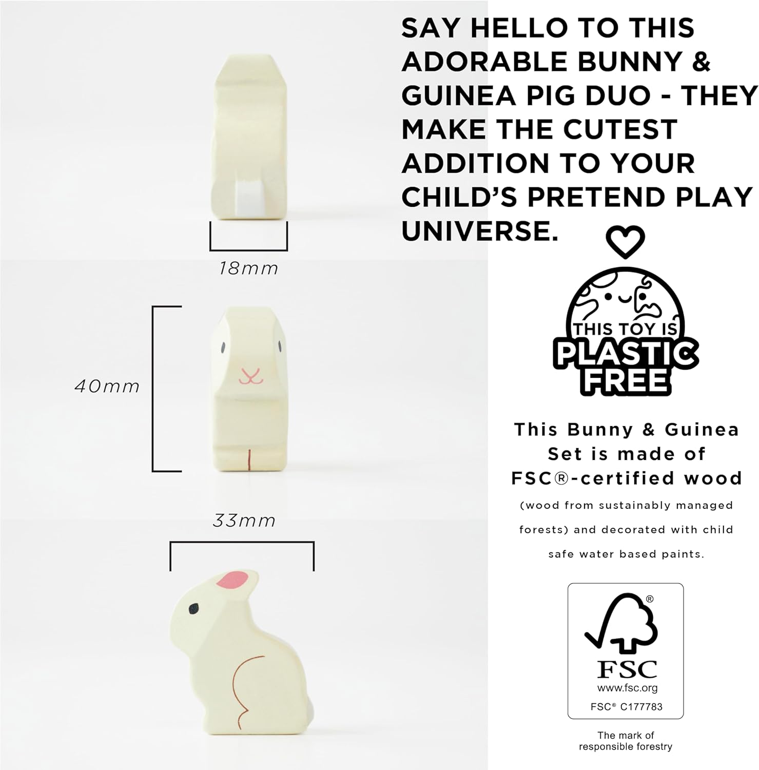 Le Toy Van – Daisylane Häschen & Meerschweinchen-Zubehörset aus Holz für Puppenhäuser | Puppenhaus-Möbelsets – Geeignet für Kinder ab 3 Jahren, ME045