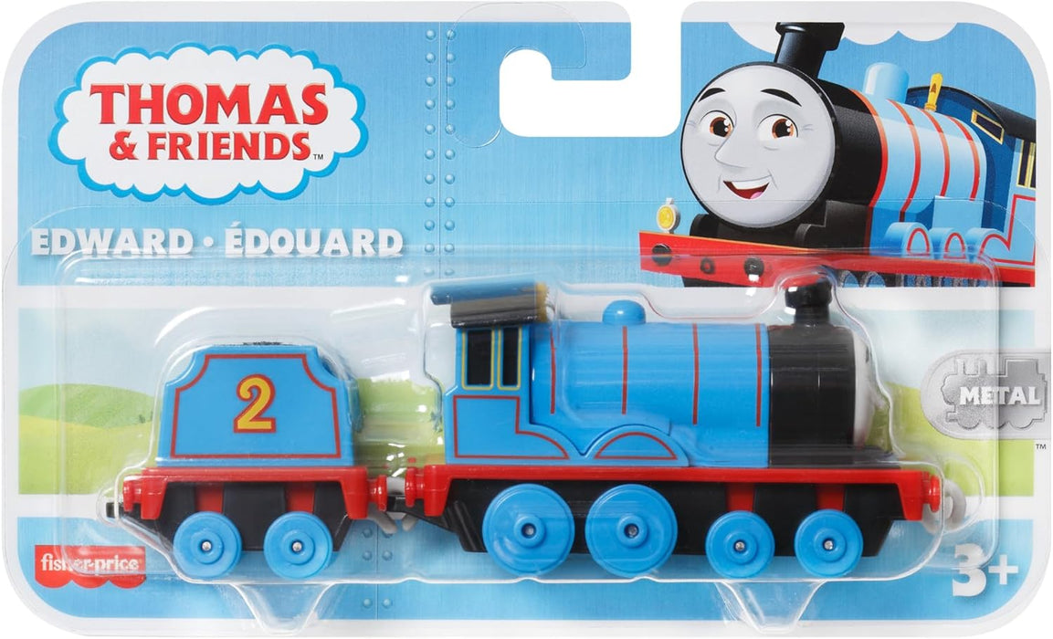 Fisher-Price Thomas & Friends Diecast Toy Train Edward Push-Along Engine with Tender for Preschool Pretend Play Ages 3+ Years, HTN29