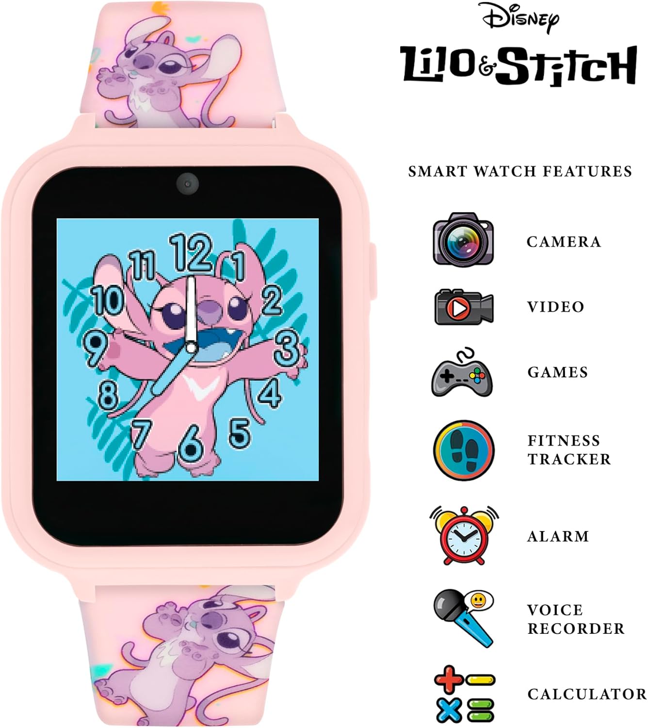 Disney Angel Pink Printed Interactive Smart Watch