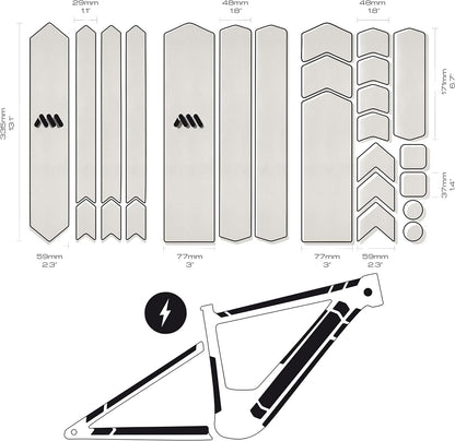 All Mountain Style | E-Bike MTB Frame Protector | Electric Bike Frame Adhesive Protector | Protects Your Bike from Scratches and Bumps | Clear Model