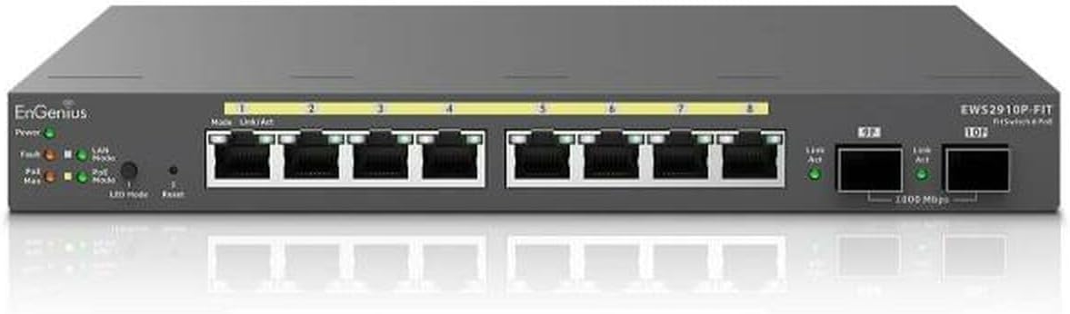 ENGENIUS EWS2910P- FIT Switch L2 8 Gigabit PoE+ 55w w/2 SFP