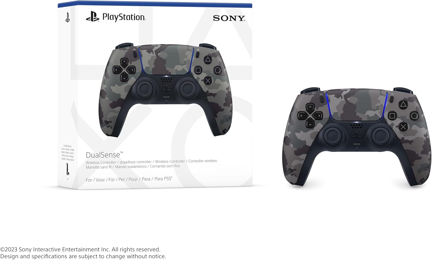 Sony Official PlayStation 5 - DualSense Wireless Controller - Gray Camouflage - US/LATAM (PS5