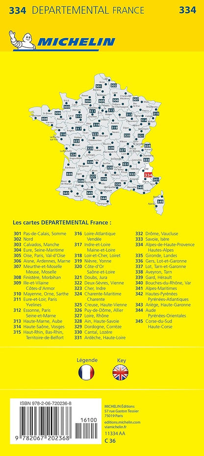 Alpes-de-Haute-Provence, Hautes-Alpes - Michelin Local Map 334