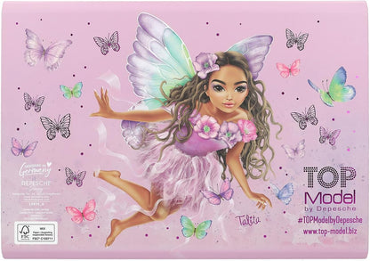 Depesche TOPModel Fairy Love 12974 Writing Paper Set in Purple Expanding Folder with Model Motif and Butterflies Includes 24 Letter Sheets in 3 Designs and 18 Envelopes