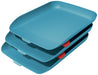 Leitz A4 Letter Tray, Set Of Three, Cosy Range, Calm Blue, 53582061