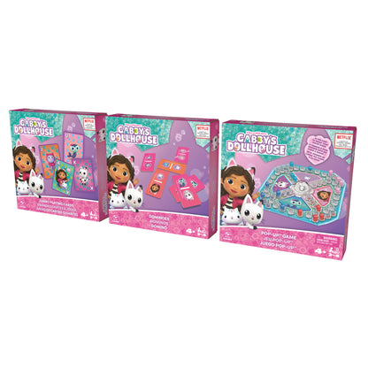 Games Gabby’s Dollhouse 3 Game Bundle Gift Set, Pop-Up Game Dominoes Jumbo Playing Cards, Gabby’s Dollhouse Toys Kids , for Preschoolers Ages 4 and up