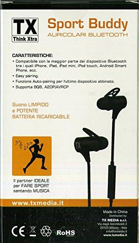 Auricolare Bluetooth Sport Buddy Earbudswaterproof (Nero Bh-300 Tx