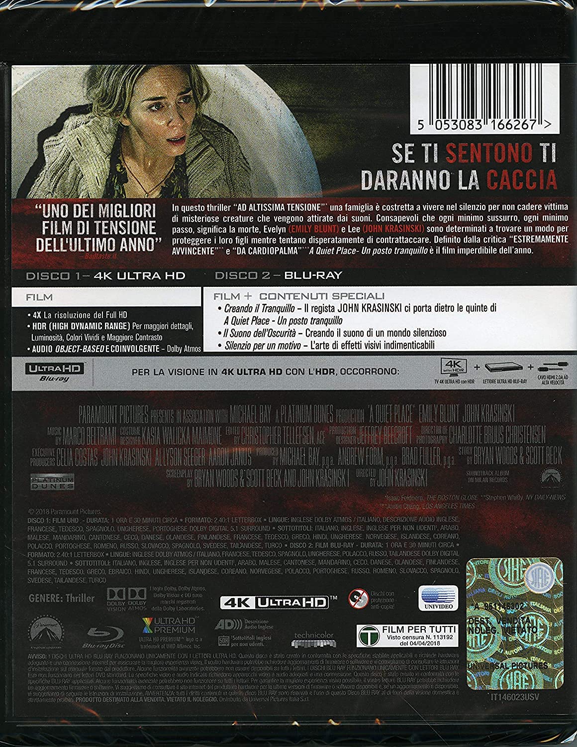 A Quiet Place-Un Posto Tranquillo ( 4K Ultra-HD+Blu-Ray)
