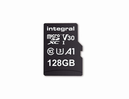 Integral 128GB UHS-1 U3 CL10 V30 100MB/s 4K Video MicroSDXC Memory Card