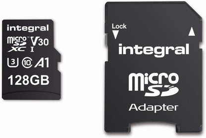 Integral 128GB UHS-1 U3 CL10 V30 100MB/s 4K Video MicroSDXC Memory Card