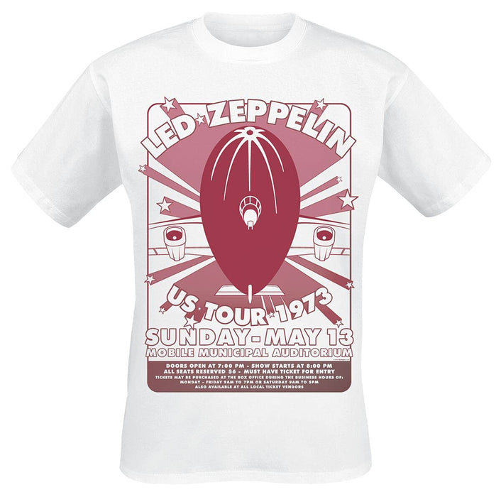 Led Zeppelin Mobile Municipal Men's T-Shirt White XXL 100% Cotton Regular