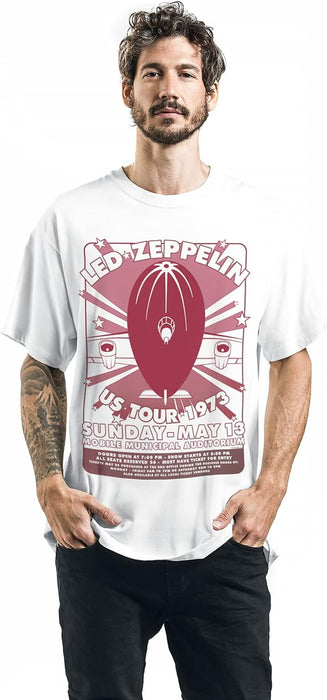 Led Zeppelin Mobile Municipal Men's T-Shirt White XXL 100% Cotton Regular