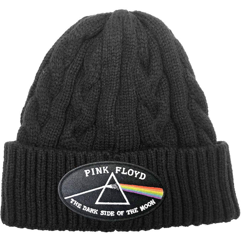Pink Floyd Unisex Beanie Hat: The Dark Side of the Moon Black Border (Cable Knit