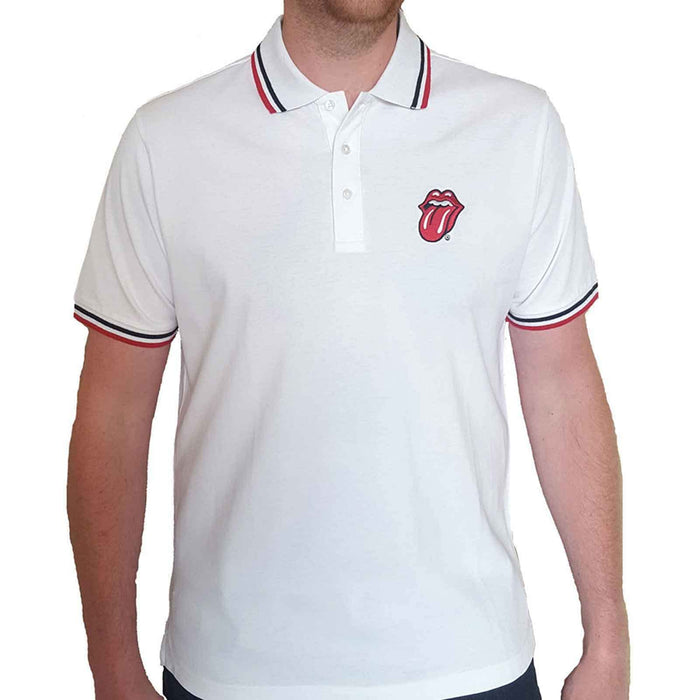 The Rolling Stones Polo Shirt Classic Tongue Band Logo Nuovo Ufficiale Uomo