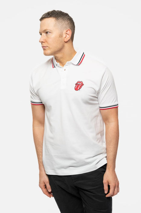 The Rolling Stones Polo Shirt Classic Tongue Band Logo Nuovo Ufficiale Uomo