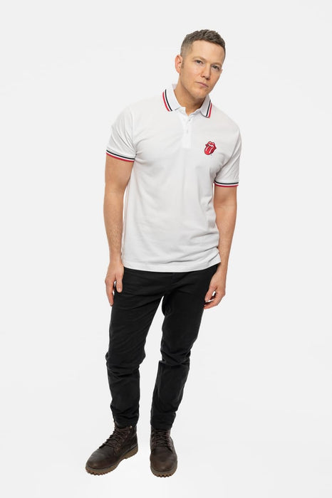The Rolling Stones Polo Shirt Classic Tongue Band Logo Nuovo Ufficiale Uomo