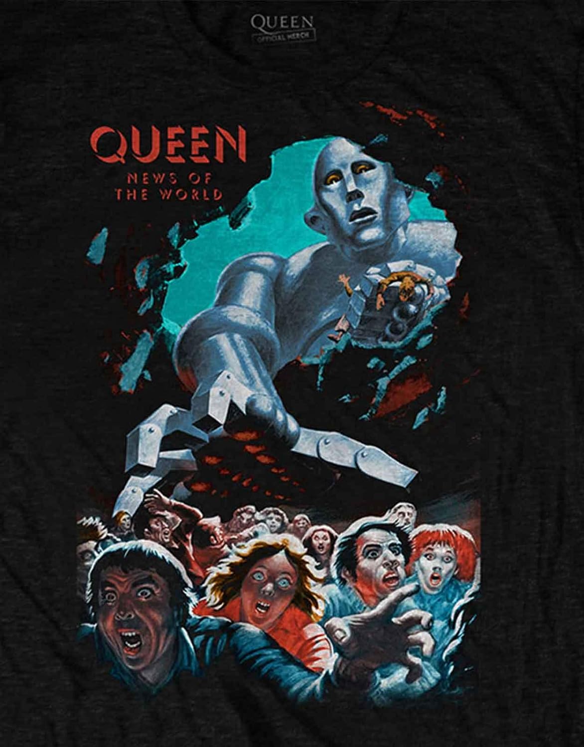 Queen T Shirt News of The World Vintage Band Logo New Official Men's Black Size S