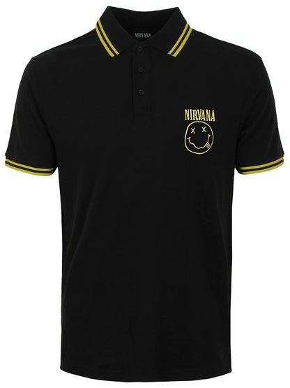 Nirvana Polo T Shirt Smile Face Band Logo Official Mens