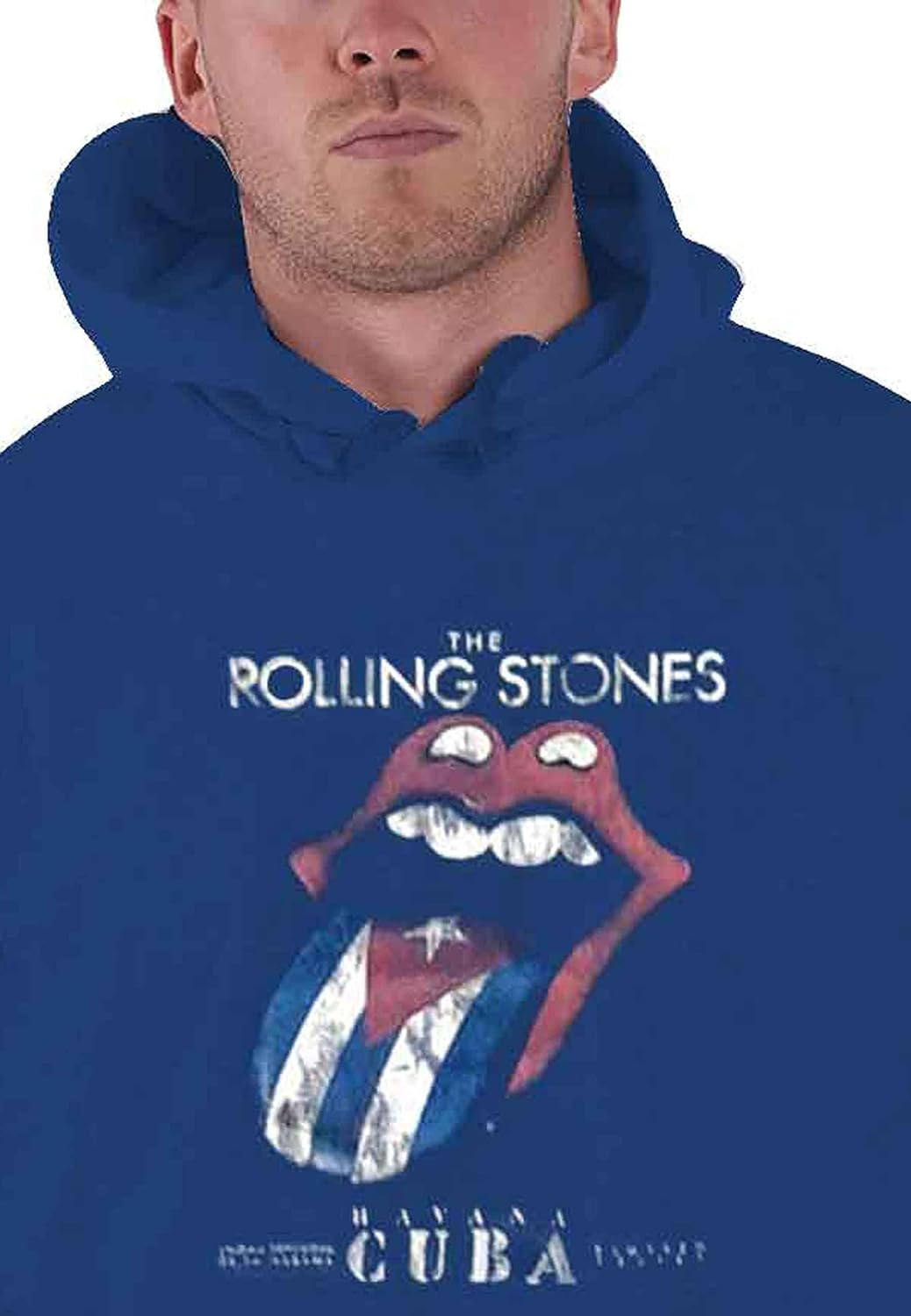 Rolling Stones The Hoodie Havana Cuba Band Logo Official Mens Navy Blue Pullover