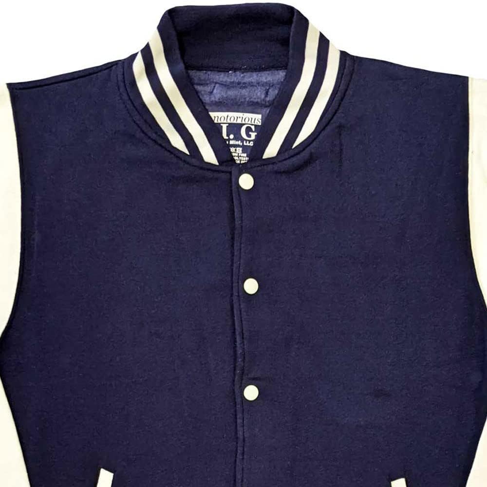 Rock Off officially licensed products Biggie Smalls Jacket Crown Logo Official Unisex Navy Blue Varsity XL