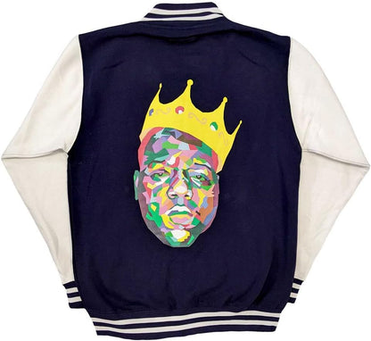 Rock Off officially licensed products Biggie Smalls Jacket Crown Logo Official Unisex Navy Blue Varsity XL