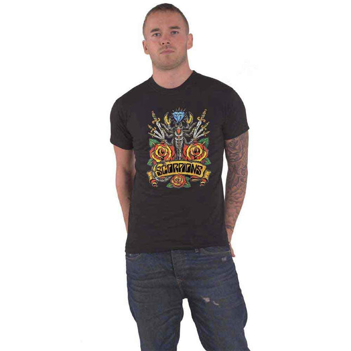 Scorpions T Shirt Traditional Tattoo Band Logo Official Mens