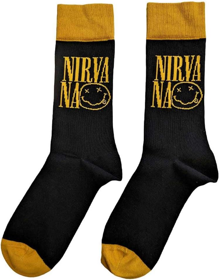 Rock Off officially licensed products Nirvana Ankle Socks Logo Stacked Official Mens Black (UK SIZE 7-11) UK Size 7-11