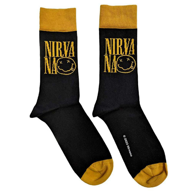 Rock Off officially licensed products Nirvana Ankle Socks Logo Stacked Official Mens Black (UK SIZE 7-11) UK Size 7-11