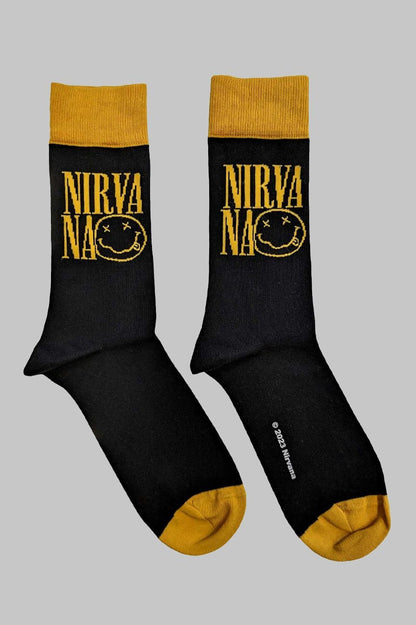 Rock Off officially licensed products Nirvana Ankle Socks Logo Stacked Official Mens Black (UK SIZE 7-11) UK Size 7-11