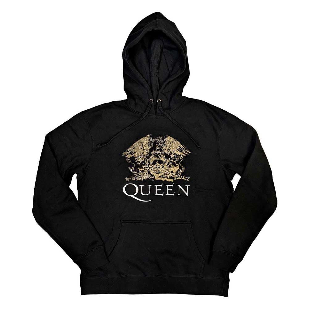 Rock Off officially licensed products Queen Hoodie Classic Crest Band Logo Official Unisex Black Pullover