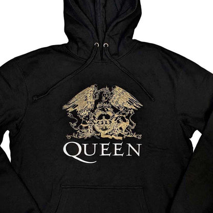 Rock Off officially licensed products Queen Hoodie Classic Crest Band Logo Official Unisex Black Pullover