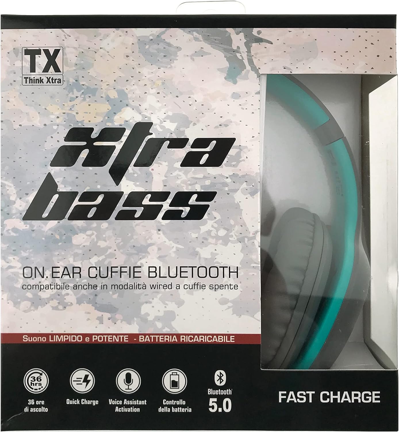 Xtra Bass Headset Grey Blue 36 Hours