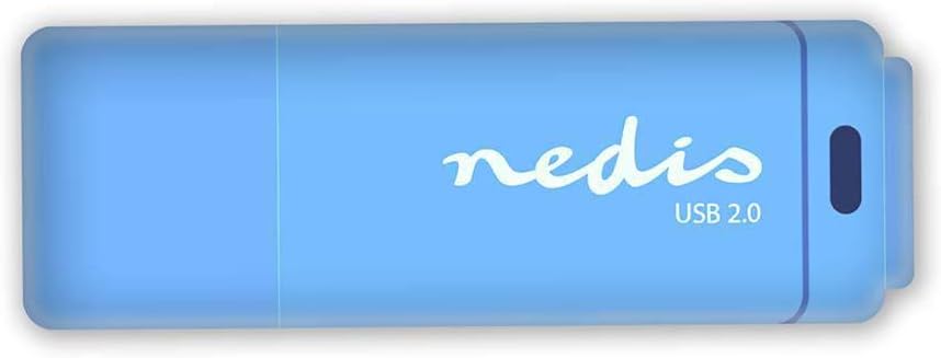 Nedis USB 2.0 Flash Drive 32 GB, Compact Memory Stick with Reading 12 Mbps & Writing 3 Mbps, Blue Black