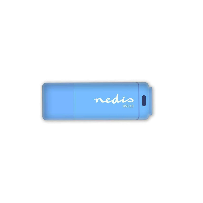 Nedis USB 2.0 Flash Drive 32 GB, Compact Memory Stick with Reading 12 Mbps & Writing 3 Mbps, Blue Black