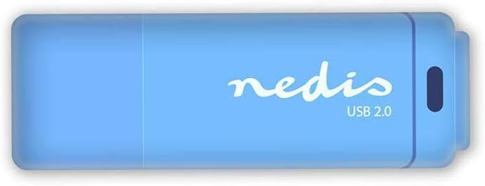 Nedis USB 2.0 Flash Drive 32 GB, Compact Memory Stick with Reading 12 Mbps & Writing 3 Mbps, Blue Black