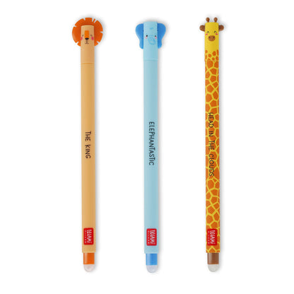 Legami Set of 3 gel pens. Savannah collection - Lion, Giraffe, Elephant