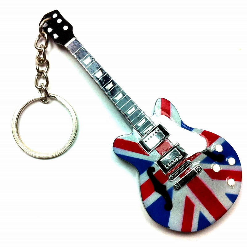 Wooden Keyring Guitar Shape – Oasis – Noel Gallagher – Union Jack Theme