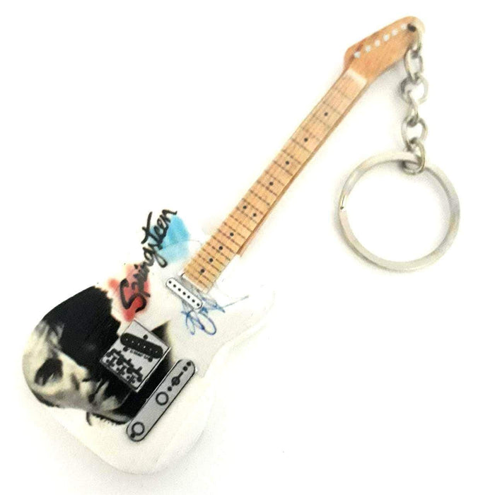 Portachiavi In Legno A Forma Di Chitarra Bianca