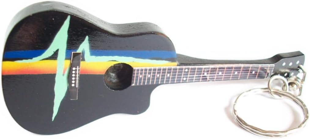 inside pink floyd guitar keychain, Black, One size